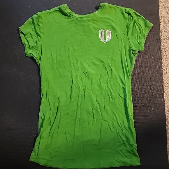 Kelly Green Venus Williams jersey knit tee shirt silver stop looking at my butt - Picture 2 of 3